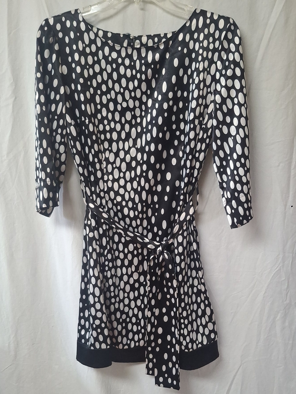 Worthington Black & White Abstract Polka Dot Dress - Satin Feel - Size Small